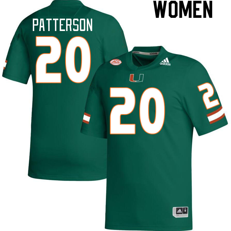 Women #20 Zaquan Patterson Miami Hurricanes College Football Jerseys Stitched-Green